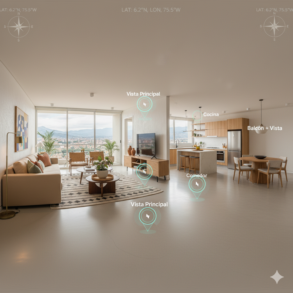 Simulación de recorrido 360 de apartamento modelo